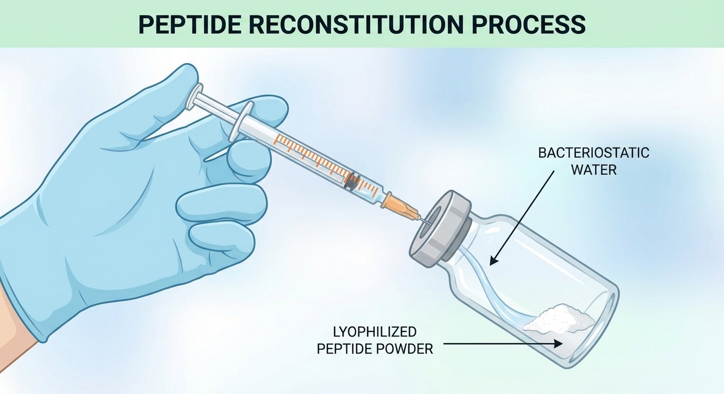 A vial of Retatrutide and bacteriostatic water prepared for safe medical reconstitution.